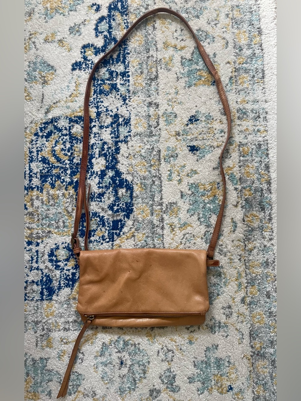 Margot Leather Crossbody Clutch in Tan